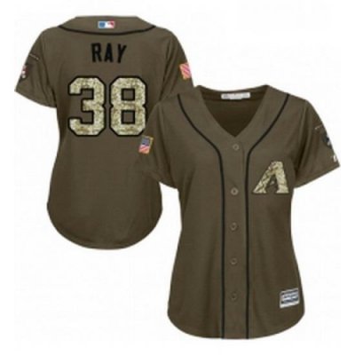 Womens Majestic Arizona Diamondbacks 38 Robbie Ray Replica Green Salute to Service MLB Jersey