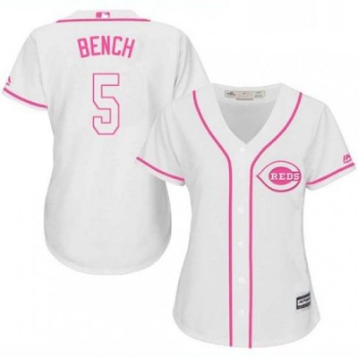 Womens Majestic Cincinnati Reds 5 Johnny Bench Authentic White Fashion Cool Base MLB Jersey