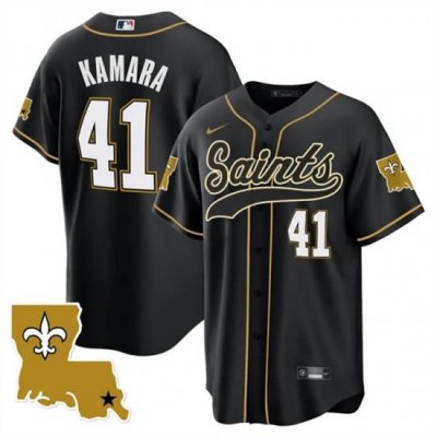 Men New Orleans Saints 41 Alvin Kamara Black 1987 Legacy Cool Base Stitched Baseball Jersey