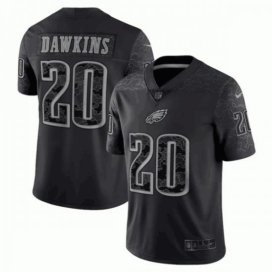 Men Philadelphia Eagles 20 Brian Dawkins Black Reflective Limited Stitched Jersey