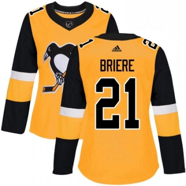 Womens Adidas Pittsburgh Penguins 21 Michel Briere Authentic Gold Alternate NHL Jersey