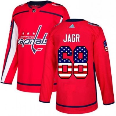 Youth Adidas Washington Capitals 68 Jaromir Jagr Authentic Red USA Flag Fashion NHL Jersey