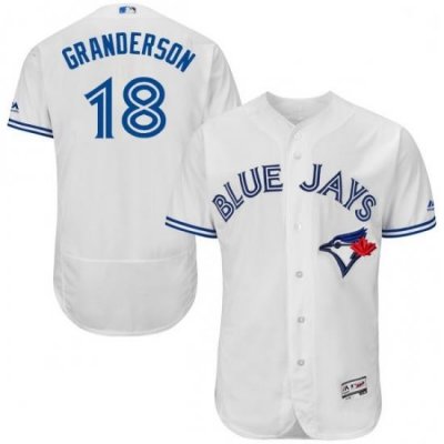 Mens Majestic Toronto Blue Jays 18 Curtis Granderson White Home Flex Base Authentic Collection MLB Jersey