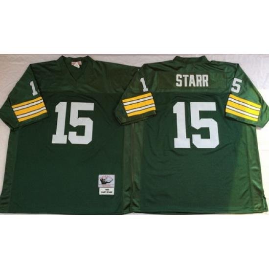 Packers 15 Bart Starr Green Throwback Jersey