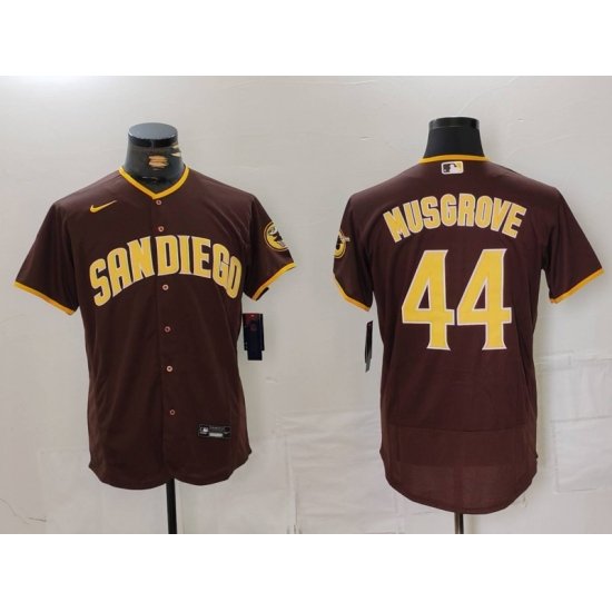 Nike Men San Diego Padres 44 Musgrove Brown Tan Authentic Alternate Player Jersey 3