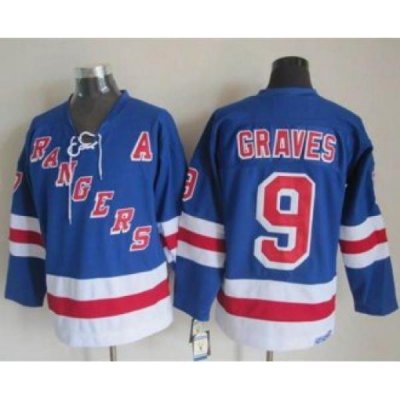 New York Rangers #9 Adam Graves Light Blue CCM Throwback Stitched NHL Jersey