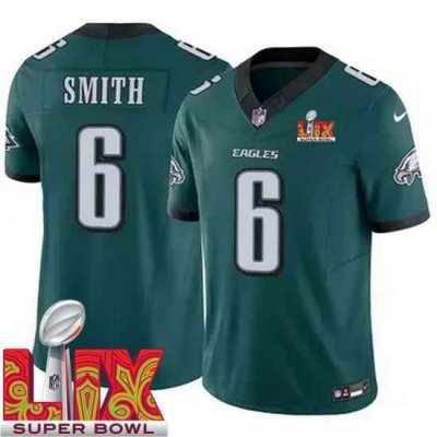 Youth Philadelphia Eagles DeVonta Smith #6 Green 2024 2025 Super Bowl LIX F U S E Stitched NFL Jersey