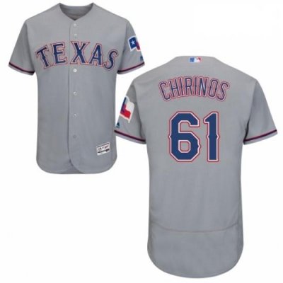 Mens Majestic Texas Rangers 61 Robinson Chirinos Grey Road Flex Base Authentic Collection MLB Jersey