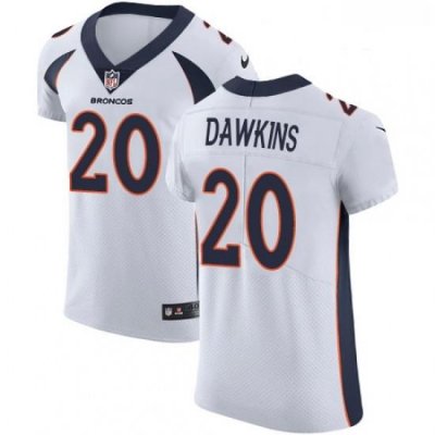 Men Nike Denver Broncos 20 Brian DaWkins White Vapor Untouchable Elite Player NFL Jersey