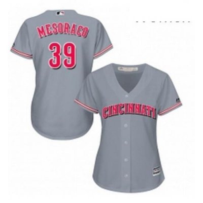 Womens Majestic Cincinnati Reds 39 Devin Mesoraco Authentic Grey Road Cool Base MLB Jersey