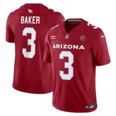 Men Arizona Cardinals 3 Budda Baker Red 2023 F U S E  With 4 Star C Patch And With John Madden Patch Vapor Limited Stitched Football Jersey