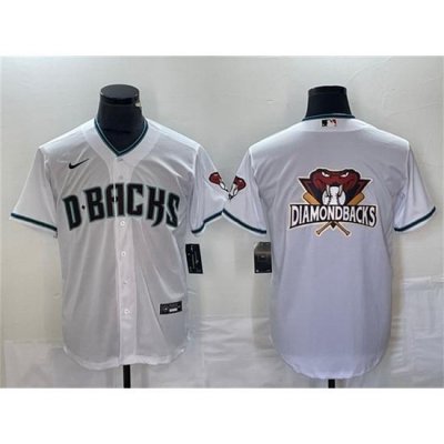 Men Arizona Diamondbacks White Team Big Logo Cool Base Stitched Baseball Jersey