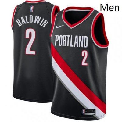 Mens Nike Portland Trail Blazers 2 Wade Baldwin Swingman Black NBA Jersey Icon Edition