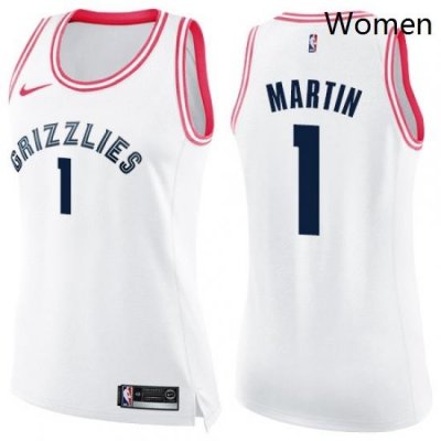 Womens Nike Memphis Grizzlies 1 Jarell Martin Swingman WhitePink Fashion NBA Jersey