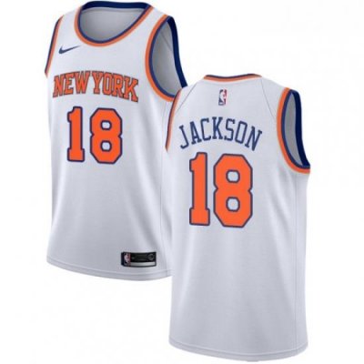 Mens Nike New York Knicks 18 Phil Jackson Authentic White NBA Jersey Association Edition