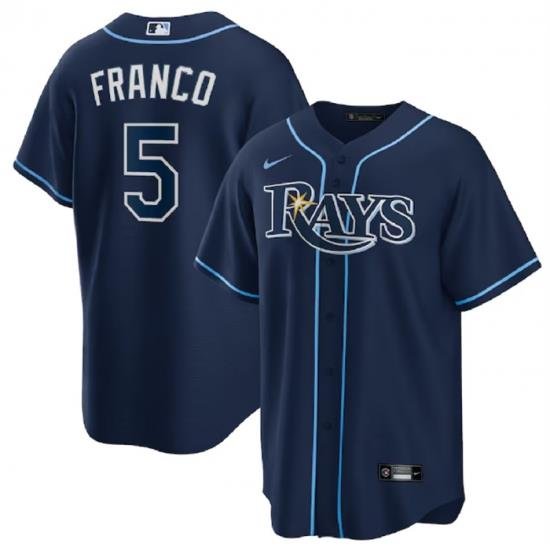 Men Tampa Bay Rays 5 Wander Franco Navy Cool Base Stitched Baseball Jersey