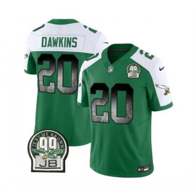 Men Philadelphia Eagles 20 Brian Dawkins Green White 2023 F U S E  Throwback Vapor Untouchable Limited Stitched Football Jersey