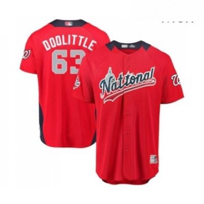 Mens Washington Nationals 63 Sean Doolittle Game Red National League 2018 Baseball All Star Baseball Jersey