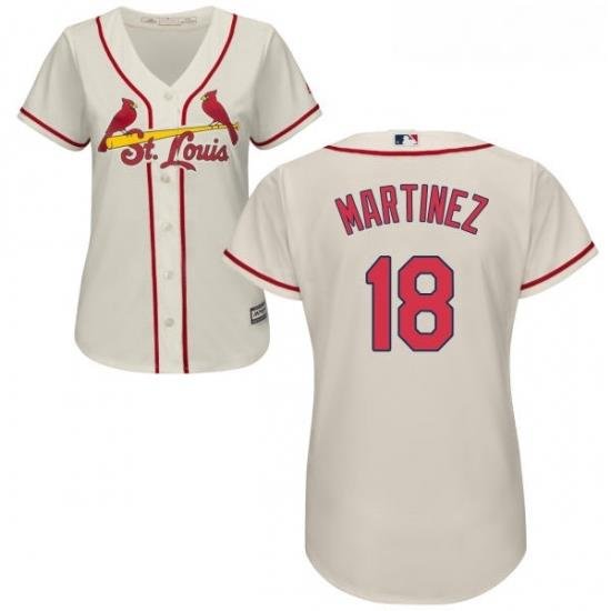 Womens Majestic St Louis Cardinals 18 Carlos Martinez Replica Cream Alternate Cool Base MLB Jersey