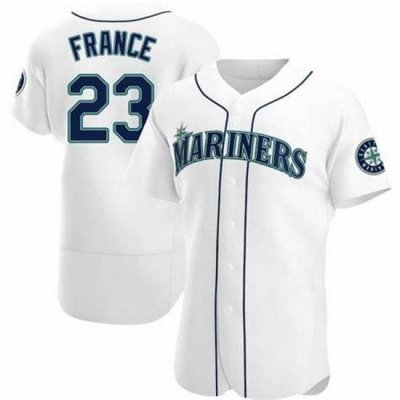 Men Nike Seattle Mariners 23 Ty France White Cool Base Stitched Jersey