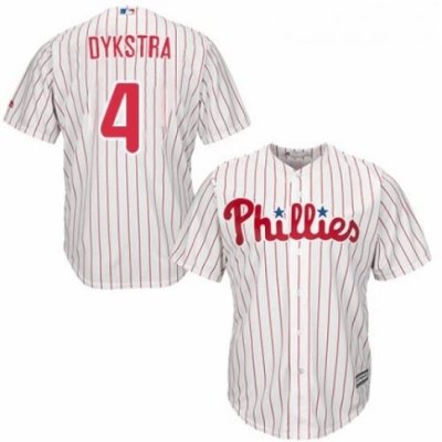 Youth Majestic Philadelphia Phillies 4 Lenny Dykstra Authentic WhiteRed Strip Home Cool Base MLB Jersey