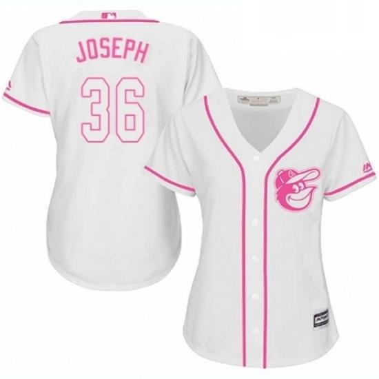 Womens Majestic Baltimore Orioles 36 Caleb Joseph Authentic White Fashion Cool Base MLB Jersey