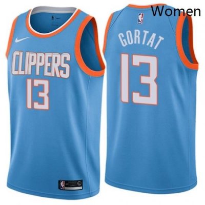 Womens Nike Los Angeles Clippers 13 Marcin Gortat Swingman Blue NBA Jersey City Edition