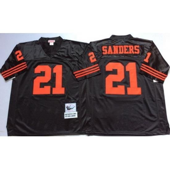 49ers 21 Deion Sanders Black ThroWback Jersey