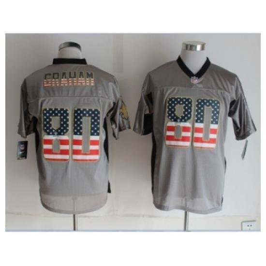 Nike New Orleans Saints 80 Jimmy Graham Grey Elite USA Flag Fashion Shadow NFL Jersey