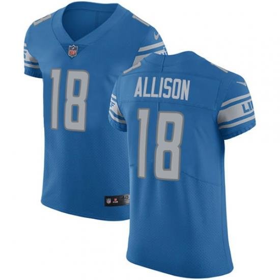 Nike Detroit Lions 18 Geronimo Allison Blue Team Color Men Stitched NFL Vapor Untouchable Elite Jersey