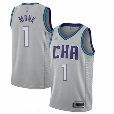 Hornets 1 Malik Monk Gray Basketball Jordan Swingman City Edition 2019 20 Jersey