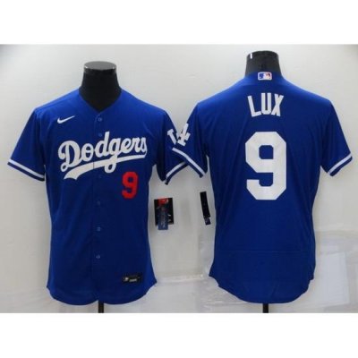 Men Los Angeles Dodgers 9 Gavin Lux Royal Flex Base Stitched jersey