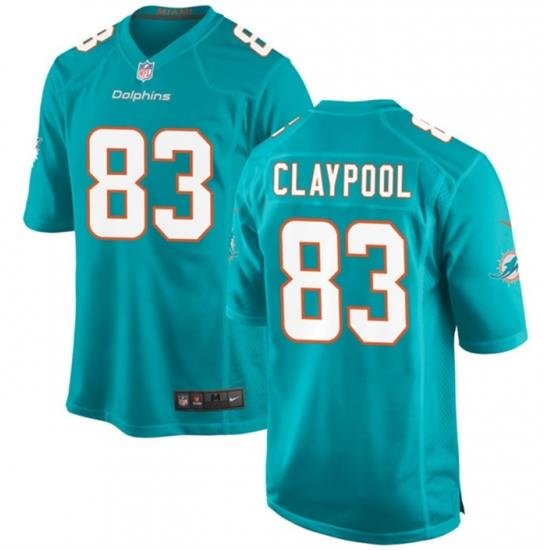 Men Miami Dolphins 83 Chase Claypool Aqua Stitched Game Football Jersey