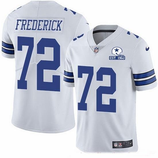 Nike Cowboys 72 Travis Frederick White Men Stitched With Established In 1960 Patch NFL Vapor Untouchable Limited Jersey