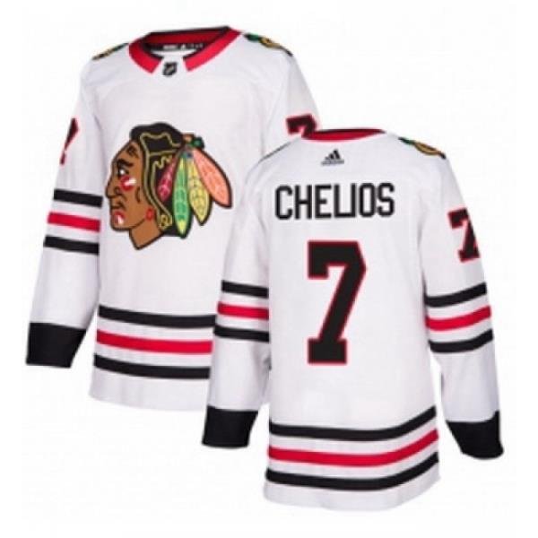 Womens Adidas Chicago Blackhawks 7 Chris Chelios Authentic White Away NHL Jersey