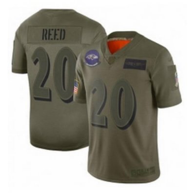 Men Baltimore Ravens 20 Ed Reed Limited Camo 2019 Salute to Service Football Jersey