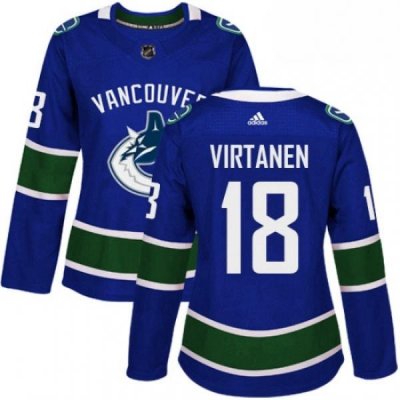 Womens Adidas Vancouver Canucks 18 Jake Virtanen Authentic Blue Home NHL Jersey