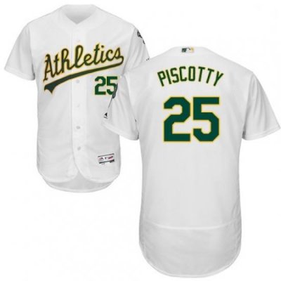 Mens Majestic Oakland Athletics 25 Stephen Piscotty White Home Flex Base Authentic Collection MLB Jersey