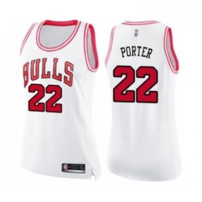 Womens Chicago Bulls 22 Otto Porter Swingman White Pink Fashion Basketball Jerse