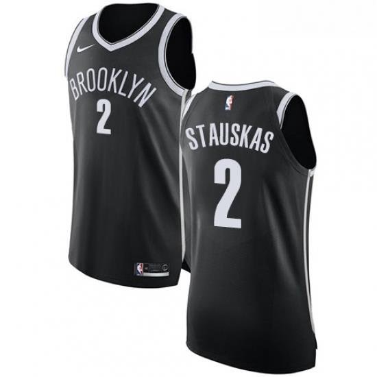 Womens Nike Brooklyn Nets 2 Nik Stauskas Authentic Black Road NBA Jersey Icon Edition