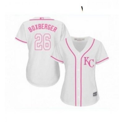 Womens Kansas City Royals 26 Brad Boxberger Replica White Fashion Cool Base Baseball Jersey