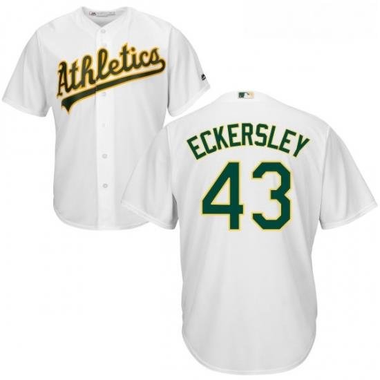 Youth Majestic Oakland Athletics 43 Dennis Eckersley Replica White Home Cool Base MLB Jersey