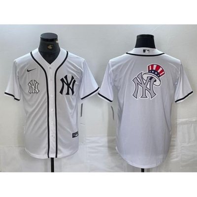 Men NeW York Yankees White Team Big Logo Cool Base Stitched Baseball Jersey 22