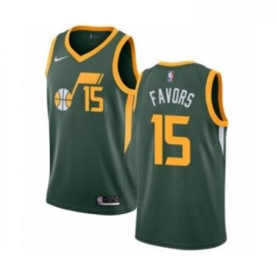 Youth Nike Utah Jazz 15 Derrick Favors Green Swingman Jersey Earned Edition