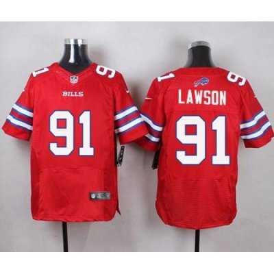 Nike Bills #91 Manny Lawson Red Mens Stitched NFL Elite Rush Jersey