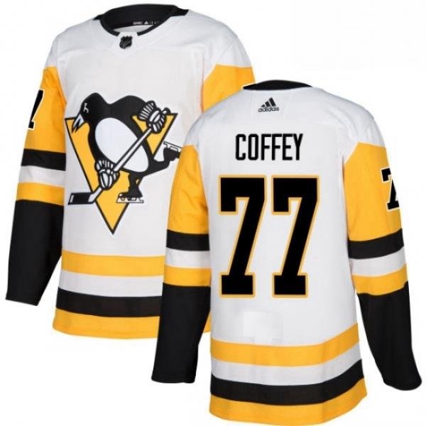 Mens Adidas Pittsburgh Penguins 77 Paul Coffey Authentic White Away NHL Jersey