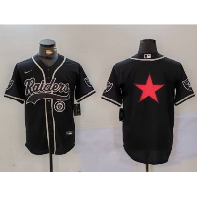 Men Las Vegas Raiders Black Team Big Logo With Patch Cool Base Stitched Baseball Jersey 8