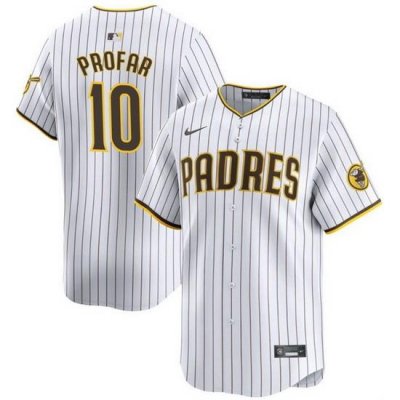 Men San Diego Padres 10 Jurickson Profar White 2024 Home Limited Stitched Baseball Jersey