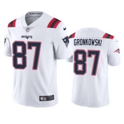 New England Patriots 87 Rob Gronkowski Men Nike White 2020 Vapor Limited Jersey