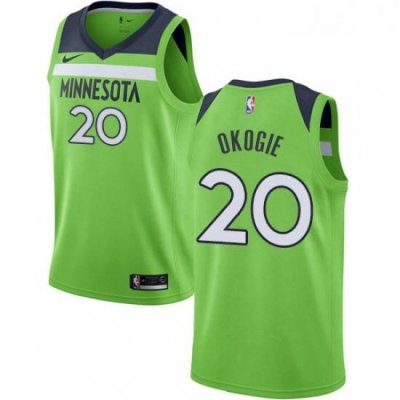 Mens Nike Minnesota Timberwolves 20 Josh Okogie Swingman Green NBA Jersey Statement Edition